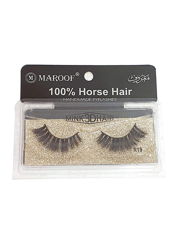 Maroof Mink 3D Hair Handmade Eyelashes, R19 Black, Black